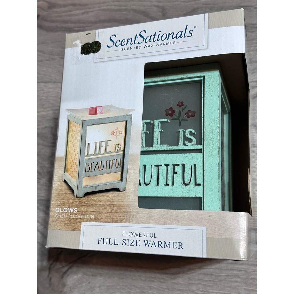 Flowerful Full Size Wax Warmer Life Is Beautiful Mint Green Floral